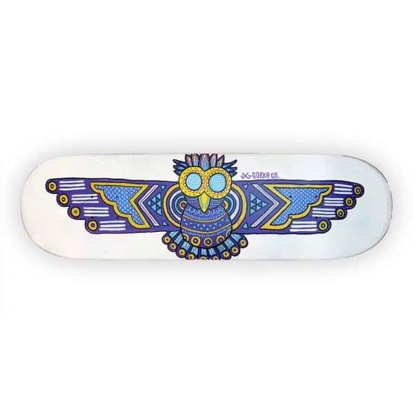 Aztec Owl - tabla de skate pintada a mano - Gorka Gil