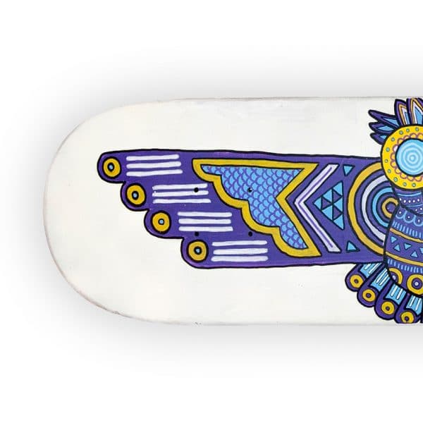 Aztec Owl - tabla de skate pintada a mano - Gorka Gil