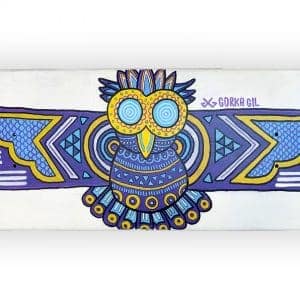 Aztec Owl - tabla de skate pintada a mano - Gorka Gil