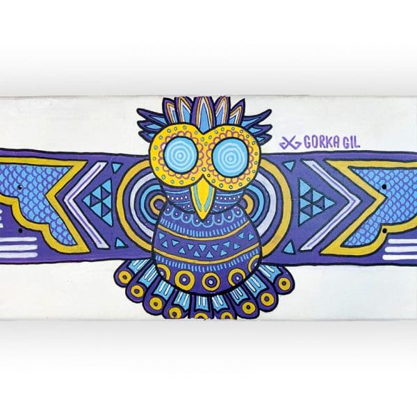 Aztec Owl - tabla de skate pintada a mano - Gorka Gil