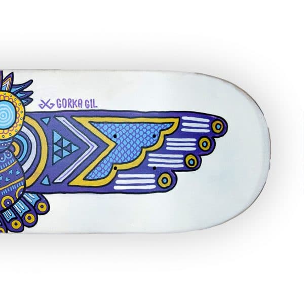 Aztec Owl - tabla de skate pintada a mano - Gorka Gil