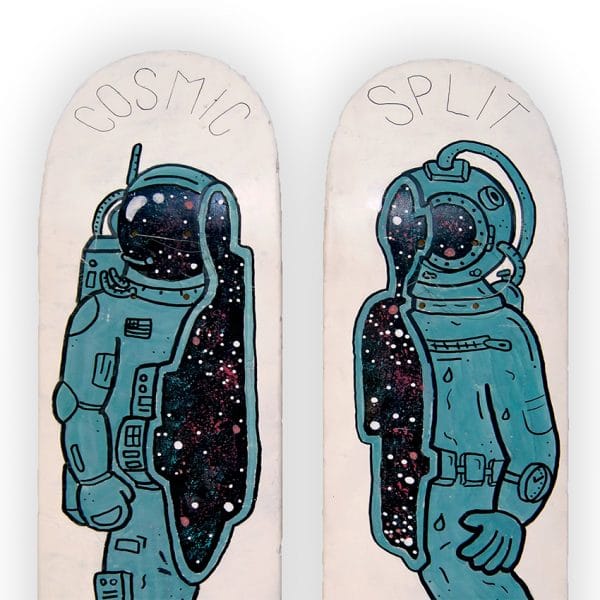 Cosmic Split - tabla de skate pintada a mano - Gorka Gil