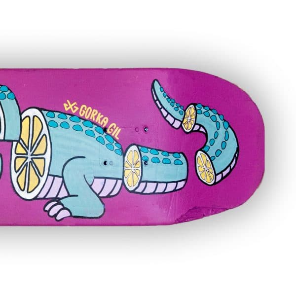 Crocolemon - tabla de skate pintada a mano - Gorka Gil