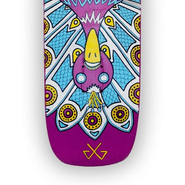 Feathers Shift - tabla de skate pintada a mano - Gorka Gil