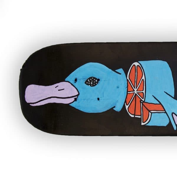 Orange Platypus - tabla de skateboard pintada a mano - Gorka Gil