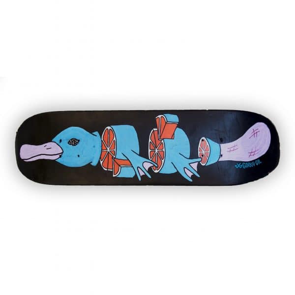 Orange Platypus - tabla de skateboard pintada a mano - Gorka Gil