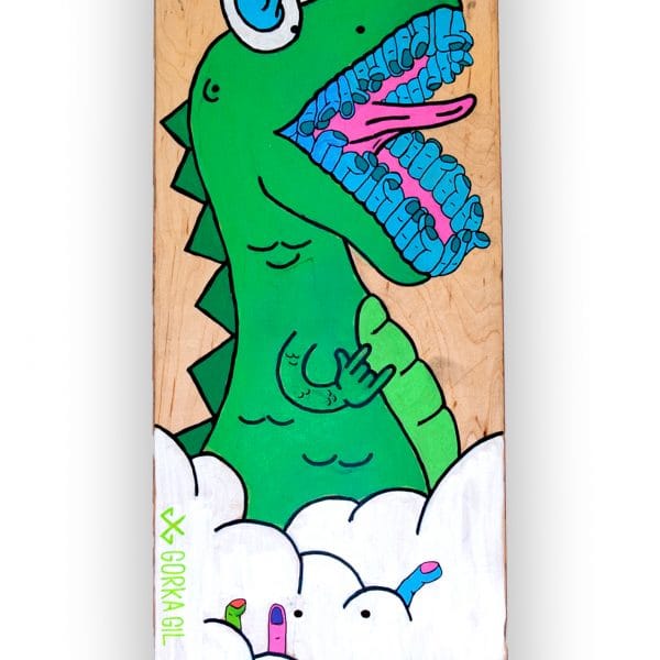 T-Rex - tabla de skateboard pintada a mano - Gorka Gil