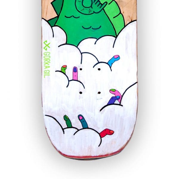 T-Rex - tabla de skateboard pintada a mano - Gorka Gil